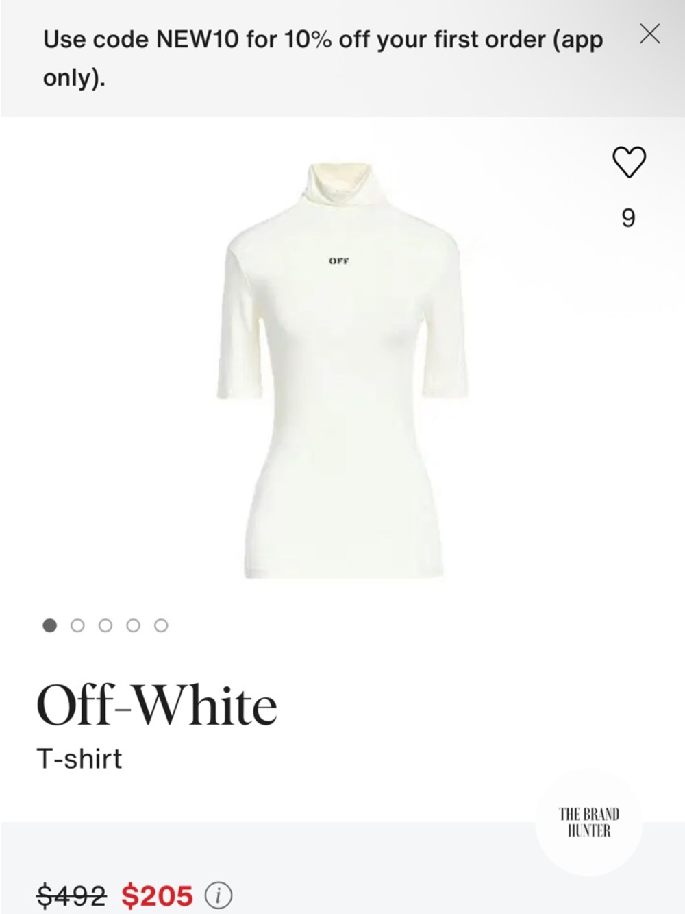 Off-White Cream High-Neck Short Sleeve Tee